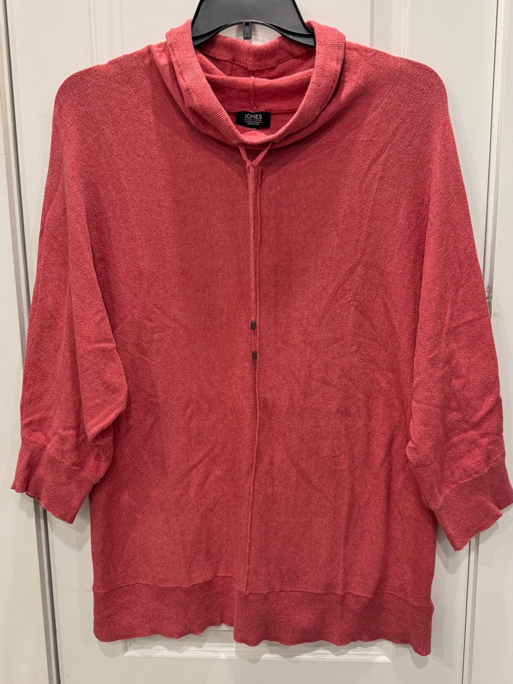 Jones New York Coral Red Pull-Over Tunic with Cowl Neck